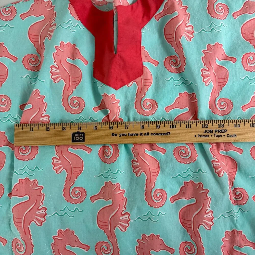 Kelly's Kids Poncho Swim Cover Up Seahorse Print Blue Pink Size 4 - 5